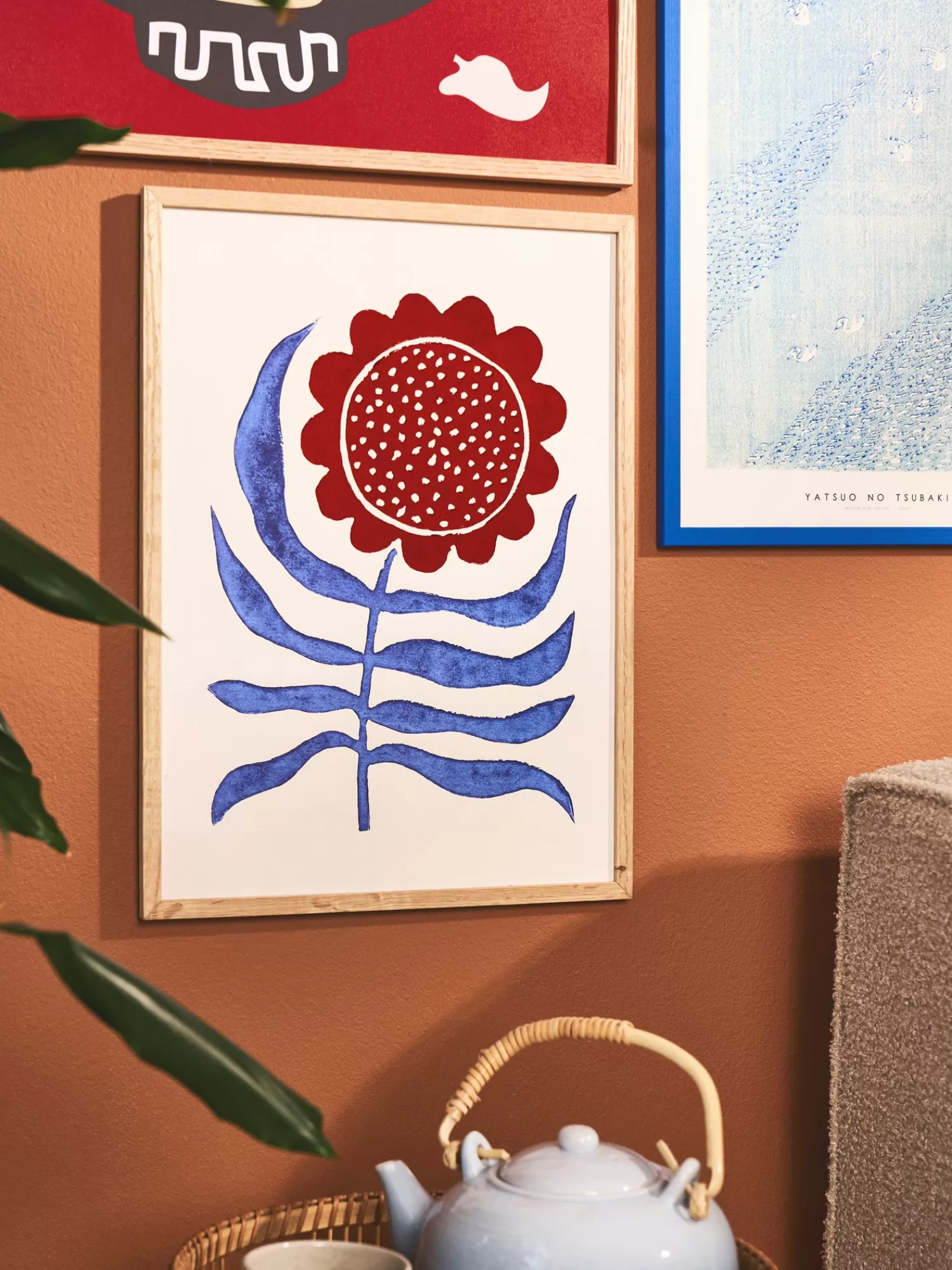 Plakat Red Flower / Lino Print A3*Søstrene Grene Best